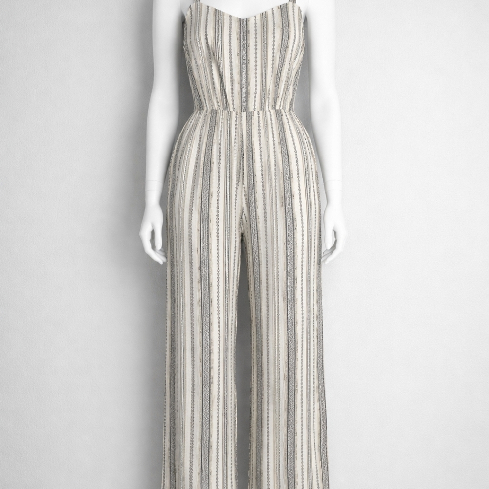 Old Navy Monochrome Striped Jumpsuit